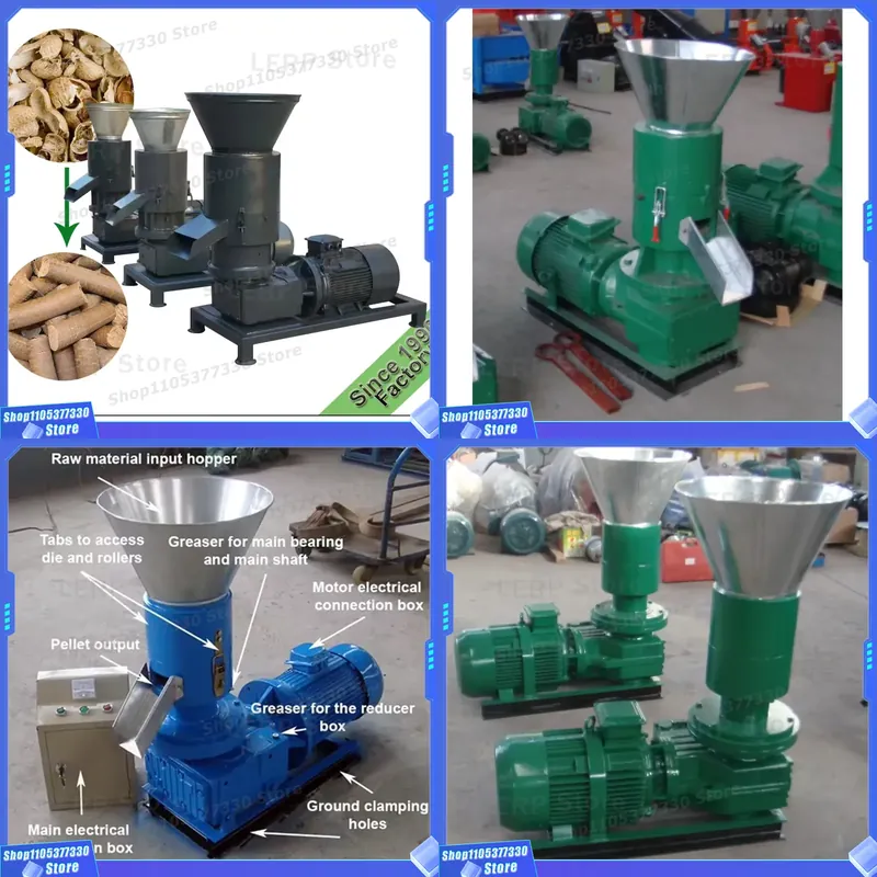Wood Pellet Making Machine - 産業用木質チップ圧縮成形機。木くずペレット製造用のバイオマス粒子加工装置。高効率。