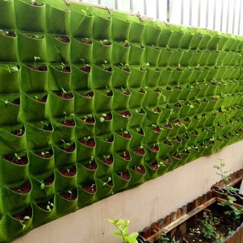 新しい壁掛けポケット植栽バッグ植木鉢家庭菜園成長バッグガーデ - Agriculture Vertical Farming のレビューと価格